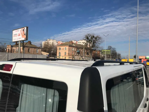 Рейлинги на крышу RENAULT TRAFIC 2001-2014 цельные черные SKYPORT длинная база на 4 стійки