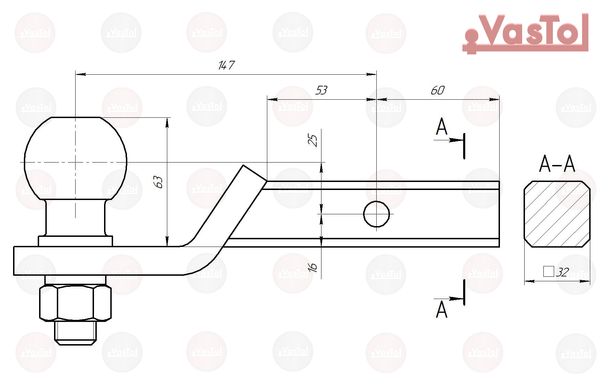 Вставка под квадрат для фаркопа 32х32мм (VasTol)