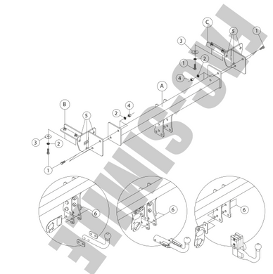 Фаркоп Subaru XV 2017-2020 4WD, ГІБРИД 35011/F UMBRA RIMORCHI гак на 2 болта