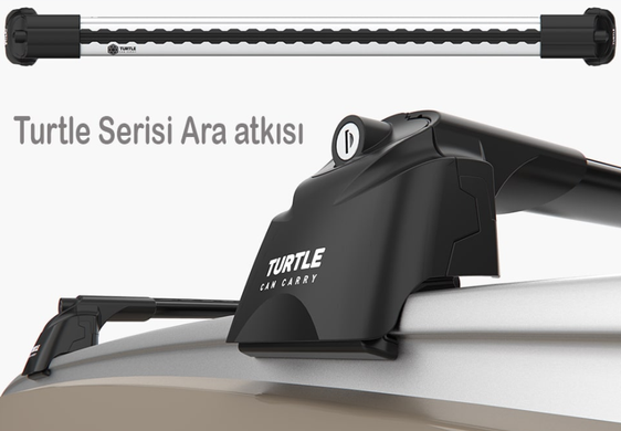 Багажник на рейлінги Peugeot 2008 2019- з замком TURTLE, Хром